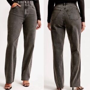 NWT Abercrombie & Fitch the 90s Straight Leg Black Jeans High Rise Size 20 Short